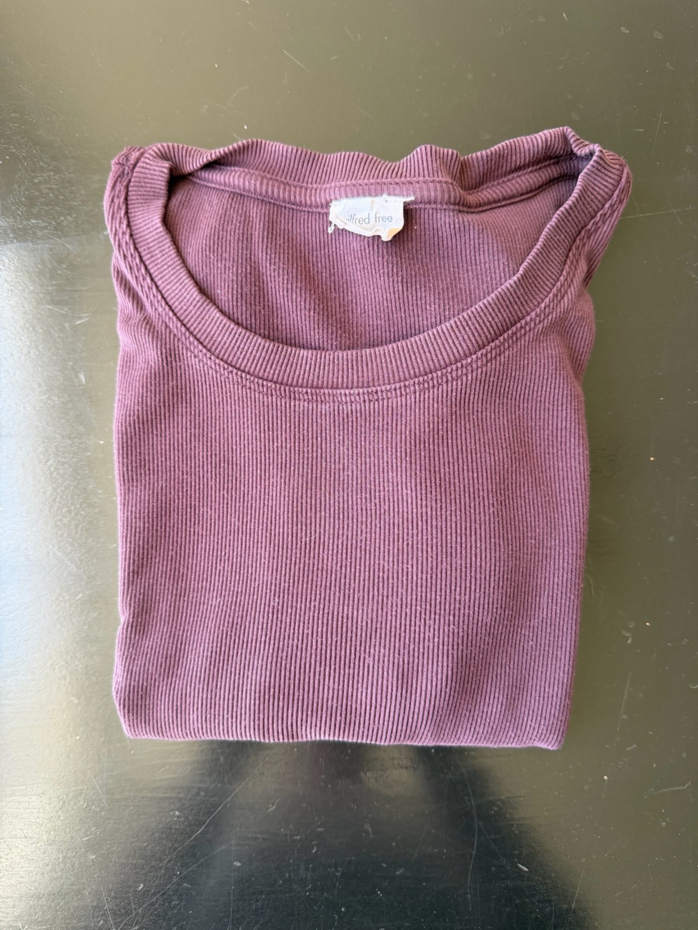Wilfred free size medium Ribbed Crewneck crop t brown